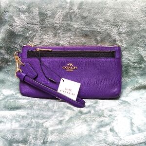 COACH Zippy Wallet with Pop up Pouch (Violet/black) NWT